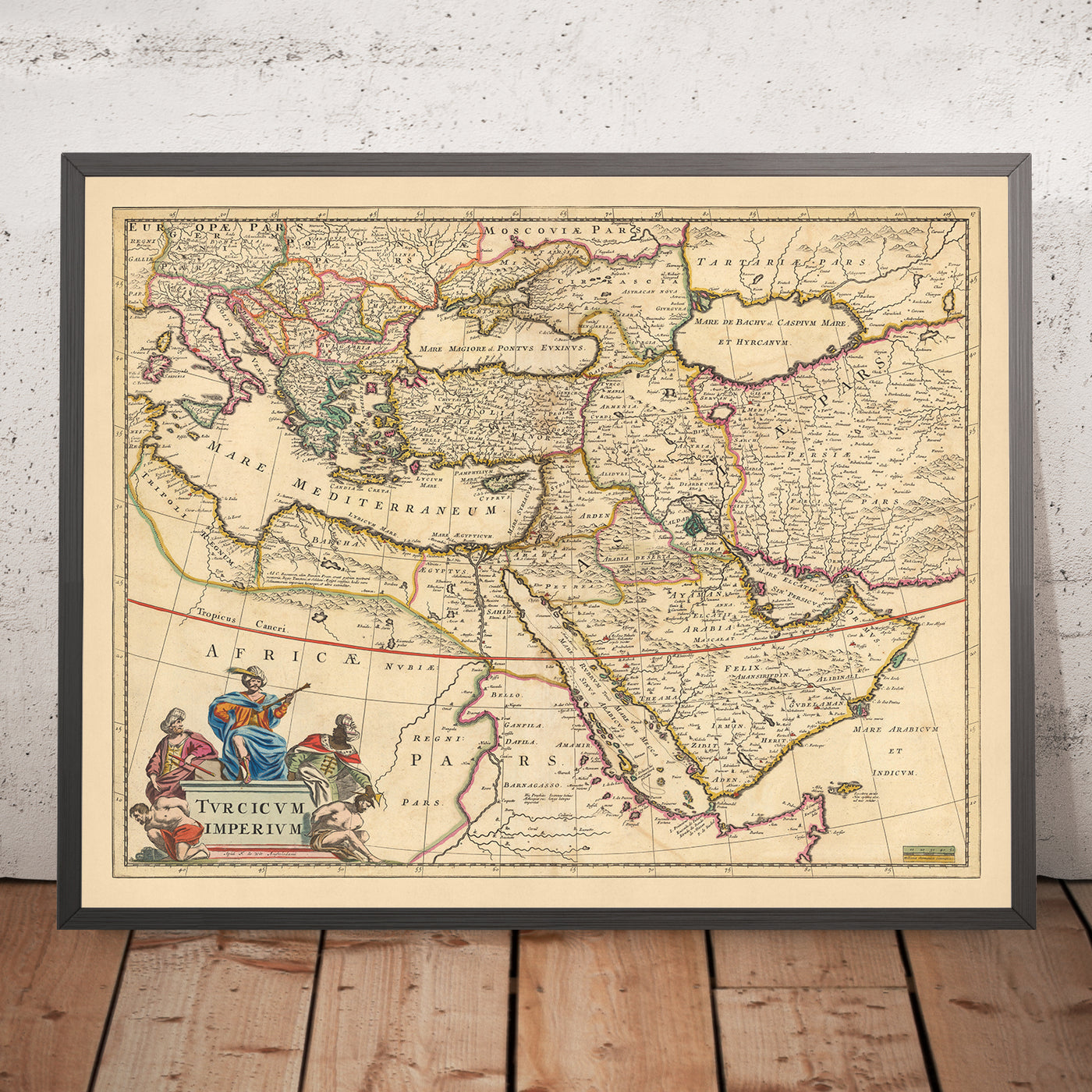 Antiguo mapa del Imperio Otomano de Visscher, 1690: Oriente Medio, Sur de Europa, Noreste de África, Mar Mediterráneo, Mar Rojo