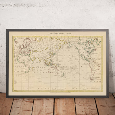 Old Pacific-Centric World Map by Hogg, 1794: Cook's Voyages, Drake, Anson, Centred on Australia & New Zealand