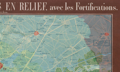 Old Relief Map of Paris by Georg Bauerkeller in 1843 - Saint Denis, Argenteuil, Saint Germain Des Paris, Montmorency, Versailles