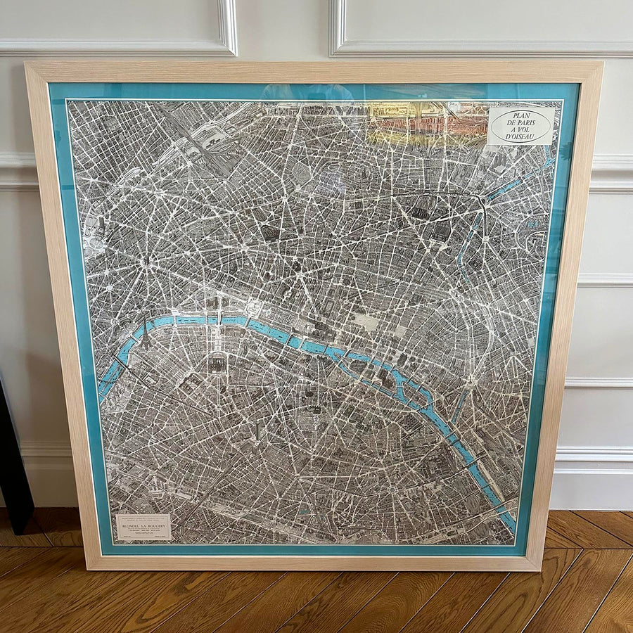 Mappa antica di Parigi di Peltier & Chardon, 1974: Torre Eiffel, Notre-Dame, Louvre, Montmartre, Senna 