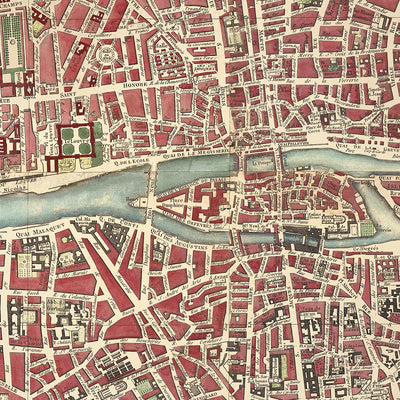 Large Map of Paris by Esnauts & Rapilly, 1784: Louvre, Notre Dame, Champs-Elysees, Bois de Boulogne, Pont Neuf
