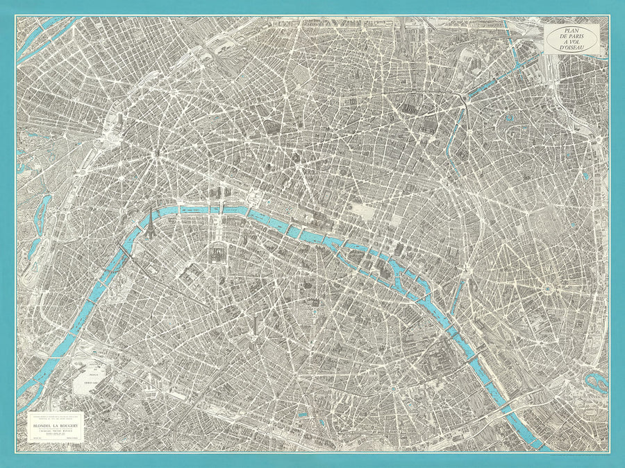 Mappa antica di Parigi di Peltier & Chardon, 1974: Torre Eiffel, Notre-Dame, Louvre, Montmartre, Senna 