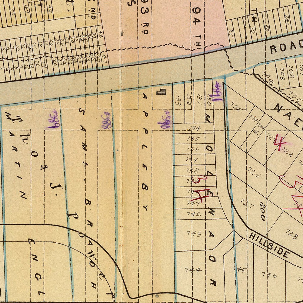 Ancien plan de la ville de Harlem, NYC par Bromley, 1879 : Fort Washington, Fort George, rivière Hudson, rivière Harlem 