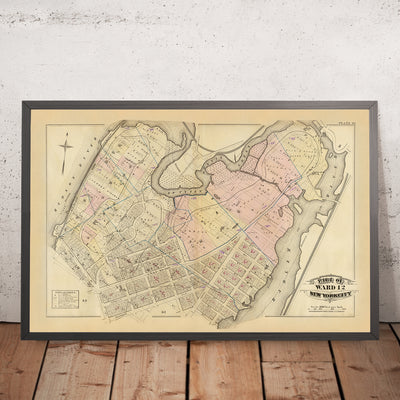 Ancienne carte de Harlem, NYC par Bromley, 1879 : ruisseau Spuyten Duyvil, rivière Harlem, Broadway, Kingsbridge Ave, University Ave 
