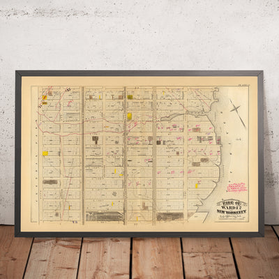 Old Map of Upper East Side, NYC, 1879: East 98th to East 110th St, Knickerbocker Gas Works and Original Farm Lines