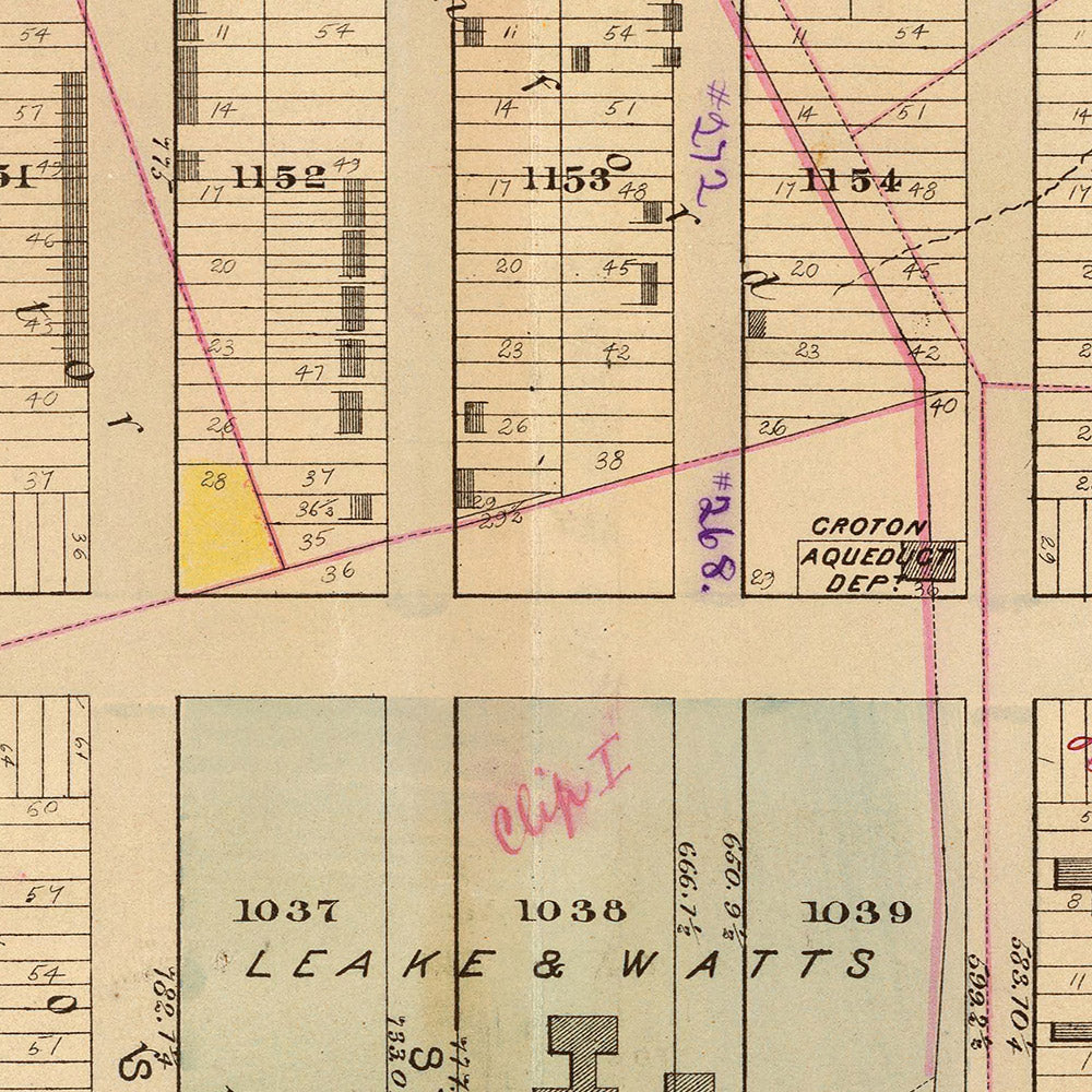 Old Map of Harlem, NYC by Bromley, 1879: Morningside Heights, Riverside Park, Leake & Watts Orphan Asylum, Bloomingdale Insane Asylum