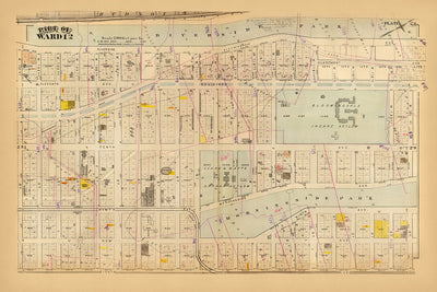 Old Map of Harlem, NYC by Bromley, 1879: Morningside Heights, Riverside Park, Leake & Watts Orphan Asylum, Bloomingdale Insane Asylum