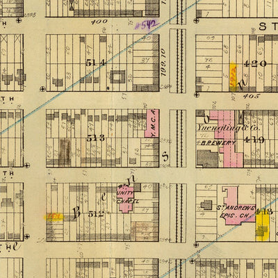 Ancienne carte de Harlem, NYC par Bromley, 1879 : Parc Mount Morris, rivière Harlem, avenues 1-7 