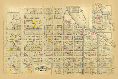 Ancienne carte de Harlem, NYC par Bromley, 1879 : Parc Mount Morris, rivière Harlem, avenues 1-7 