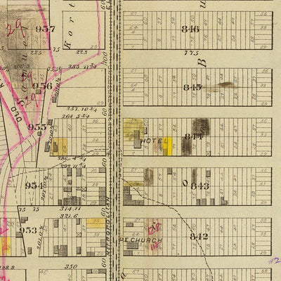 Mapa antiguo de Harlem, NYC por Bromley, 1879: Distrito 12, de West 130 a West 151 St, Río Hudson, Río Harlem, Broadway, Parques 