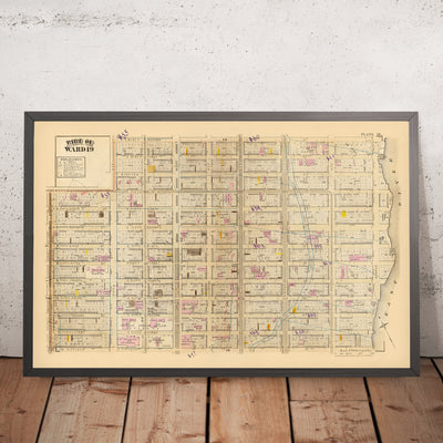 Old Map of Midtown East, NYC, 1879: St. Luke's Hospital, St. Patrick's Cathedral, Steinway & Sons Piano Factory, Ward 19