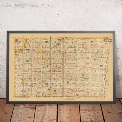 Mapa antiguo del Upper East Side, Nueva York, de Bromley, 1879: Distrito 19, calles East 74th a East 86th