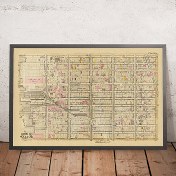 Alte Karte von Bezirk 20, NYC, 1879: Garment District, New York Central und Hudson River Frachtbahnhof, Manhattan Markt, New York Aquarium 