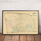 Ancienne carte du Bronx, NYC par Bromley, 1879 : South Fordham, Mount Hope, Upper Morrisania, Fordham, rivière Harlem 