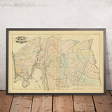Ancienne carte du Bronx, NYC par Bromley, 1879 : Fordham, Belmont, East Tremont, Bronx River, St. Johns College 