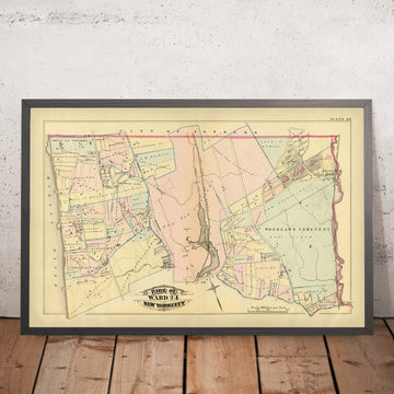 Mappa antica del Bronx, NYC di Bromley, 1879: Cimitero di Woodlawn, Lago Van Cortlandt, Monte St. Vincent 