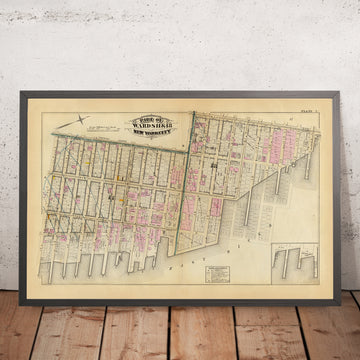 Mapa antiguo del Lower East Side, Nueva York, 1879: distritos detallados 11 y 18 de Bromley
