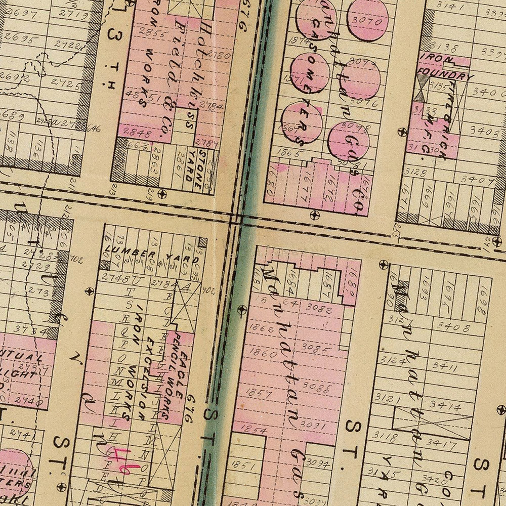 Old Map of Lower East Side, New York City, 1879: Bromley’s Detailed Wards 11 & 18