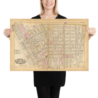 Mapa antiguo del Lower East Side, Nueva York, 1879: con Rutgers Slip, Governeur Slip, Union Market