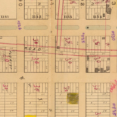 Alte Karte des Upper West Side, NYC, 1879: Riverside Park, West 81. bis West 101. Straße 