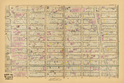 Alte Karte des Theaterdistrikts, New York City, 1879: Times Square, Fähre nach Weehawken, 42nd Street Station, West 38-50th St, Broadway 