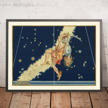 Ancienne carte des étoiles de Persée par Johann Bayer, 1603 - Carte des constellations célestes 
