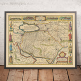 Antica mappa rara dell'Impero Persiano di Speed, 1627: Iran, Medio Oriente, Terra Santa, Spaha, Ormus, Gilan 