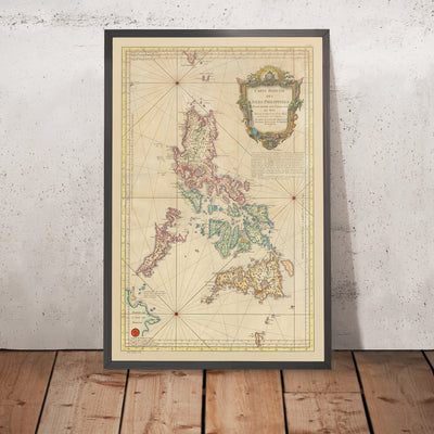 Rare Old Map of the Philippines by Bellin, 1752: Rococco Reduction of Murillo Velarde's Map