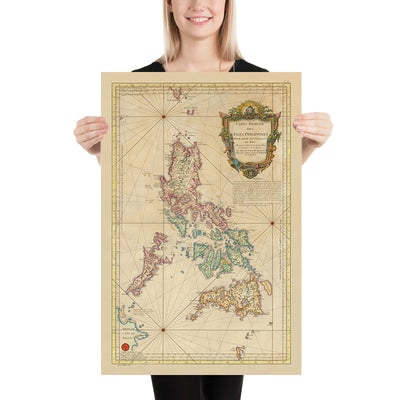 Rare Old Map of the Philippines by Bellin, 1752: Rococco Reduction of Murillo Velarde's Map