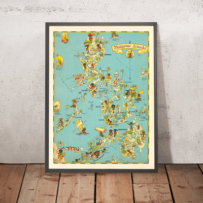 Old Map of the Philippines by Ruth Taylor White, 1935: Manila, Luzon, Samar, Mindanao, and the Sulu Archipelago