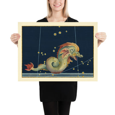 Old Star Map of Piscis Austrinus (Southern Fish) by Johann Bayer, 1603 - Celestial Constellation Chart