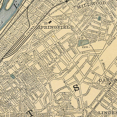 Old Map of Pittsburgh, 1891: Allegheny, East Liberty, Highland Park, Schenley Park, Monongahela River