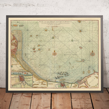 Alterer Chart von Jakarta (Batavia) von van Keulen, 1778: Onrust-Insel, Tausend Inseln, Indonesien 