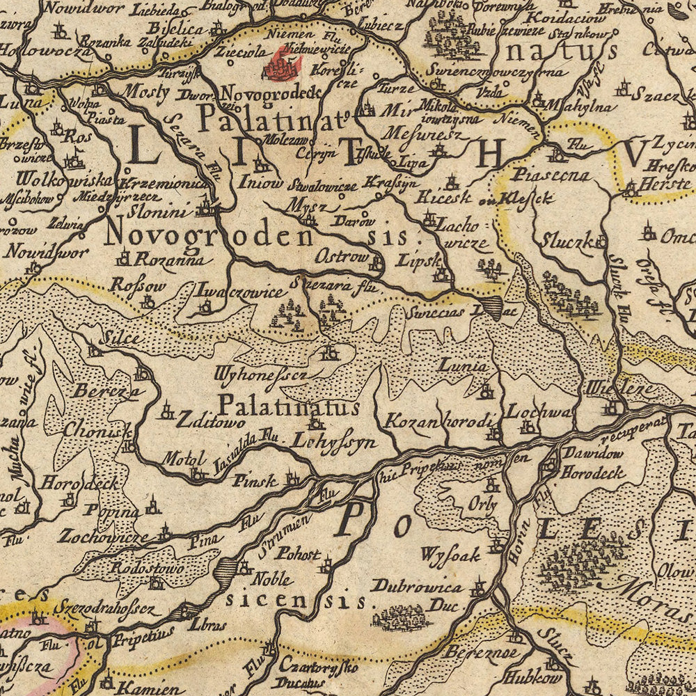 Old Map of Poland by Visscher, 1690: Warsaw, Vilnius, Minsk, Vienna, Kyiv