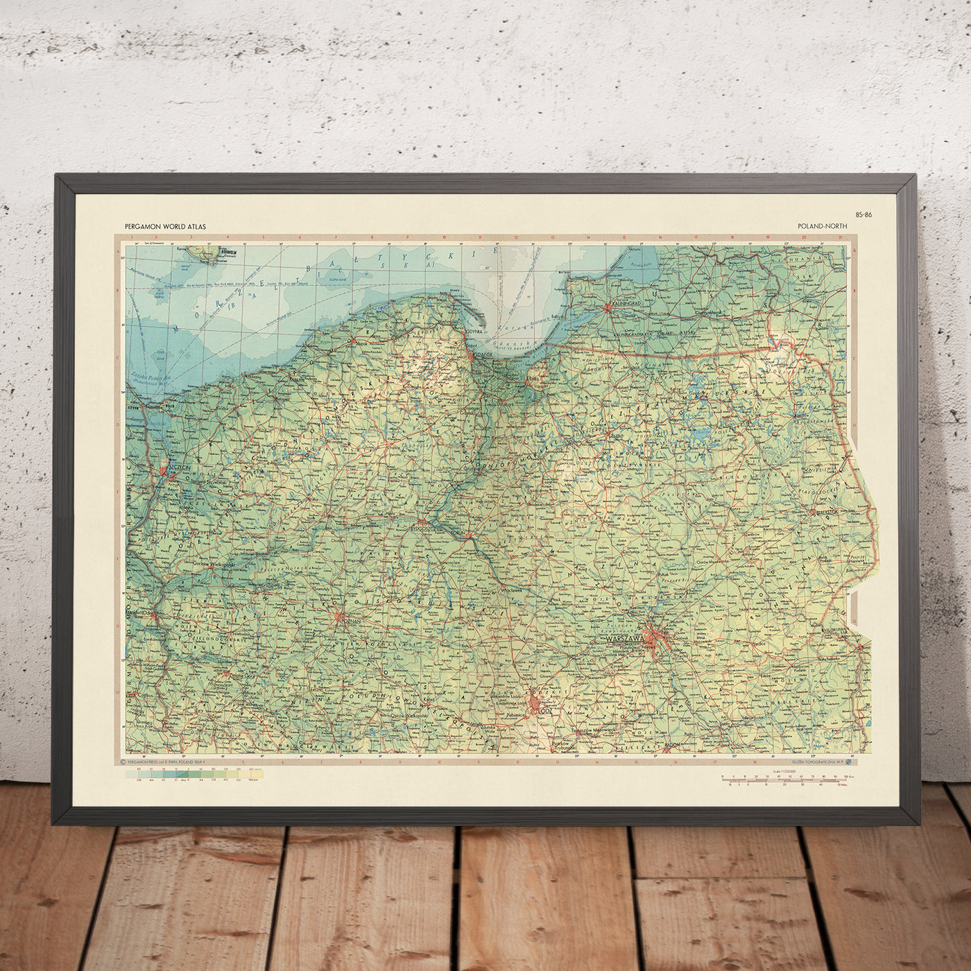 Old Map of Poland, 1967: Gdansk, Warsaw, Bialystok, Kaliningrad, Vistula River