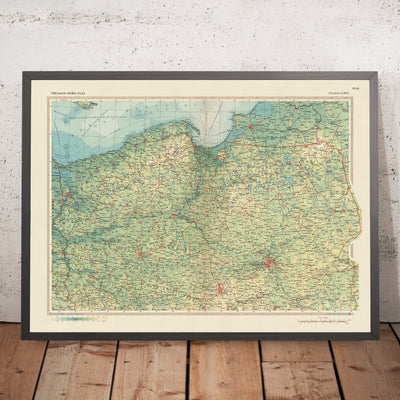Old Map of Poland, 1967: Gdansk, Warsaw, Bialystok, Kaliningrad, Vistula River