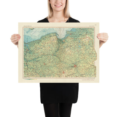 Old Map of Poland, 1967: Gdansk, Warsaw, Bialystok, Kaliningrad, Vistula River