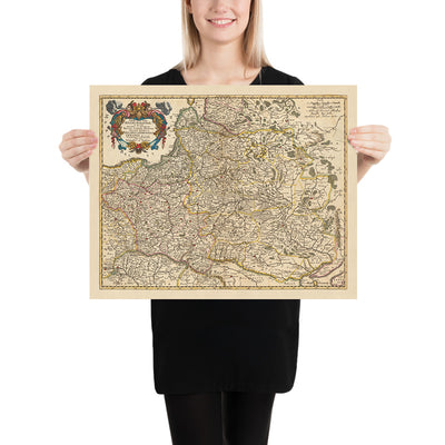 Old Map of Poland by Visscher, 1690: Warsaw, Vilnius, Minsk, Vienna, Kyiv