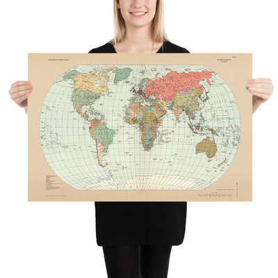 Old Political World Map, 1967: Cold War Era, Detailed Political Boundaries