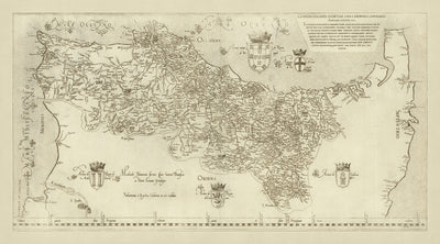 Carte ancienne rare du Portugal par Seco, 1562 : Lisbonne, Porto, Coimbra, Algarve, Açores 