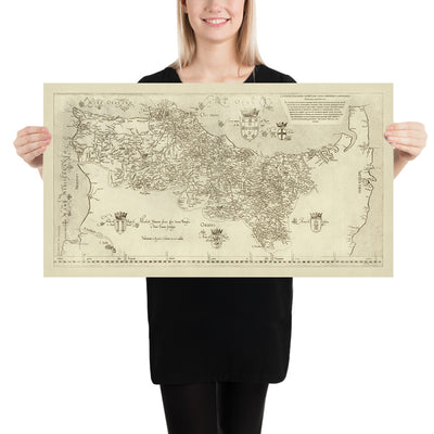 Carte ancienne rare du Portugal par Seco, 1562 : Lisbonne, Porto, Coimbra, Algarve, Açores 