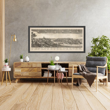 Mappa antica di Praga di Boisseau, 1648: Ponte Carlo, Cattedrale di San Vito, Castello di Praga, fiume Moldava, Città Vecchia 