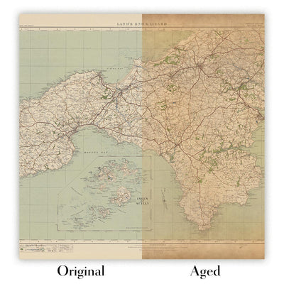 Alter Ordnance Survey Karte - Blatt 146 Lands End & Lizard, 1919-1926: Truro, Falmouth, St Ives, Penzance, Helston, St Michael's Mount, Lizard Point 