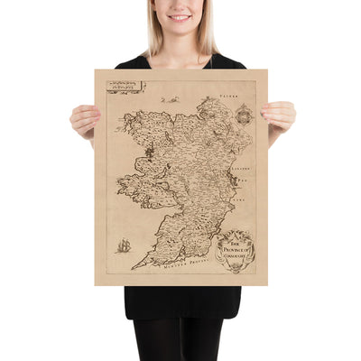 Mapa antiguo de Connacht por Petty, 1685: Galway, Leitrim, Mayo, Sligo, Roscommon 