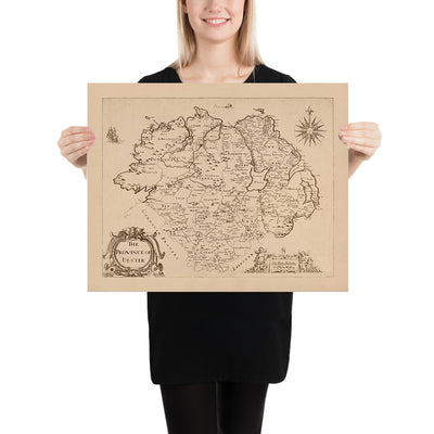 Alte Karte von Ulster von Petty, 1685: Armagh, Belfast, Londonderry, Donegal, Down, Antrim 