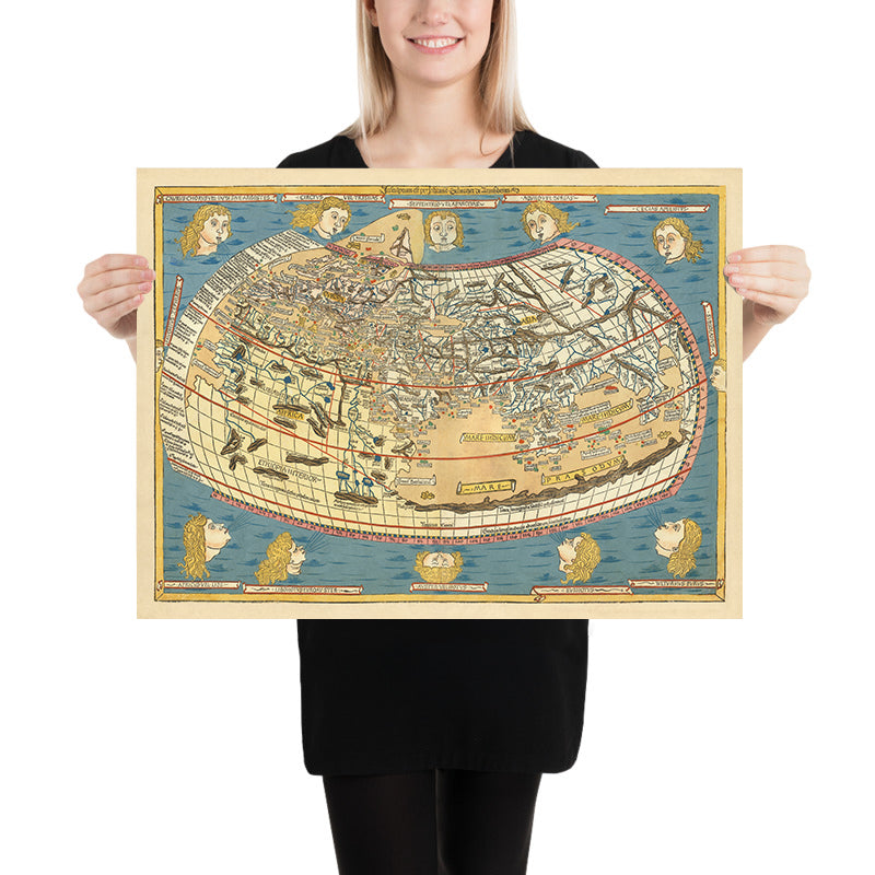 Carte ancienne rare du monde par Ptolémée, 1486 : L'un des premiers atlases mondiaux 