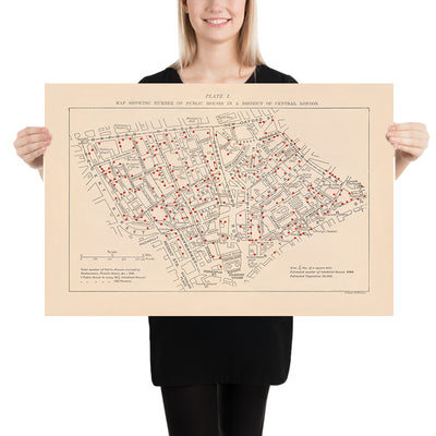 Mapa de Pubs Antiguos de Londres, 1889: Soho Victoriano, Covent Garden, Seven Dials, West End 
