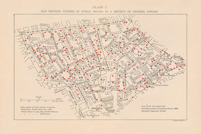 Mapa de Pubs Antiguos de Londres, 1889: Soho Victoriano, Covent Garden, Seven Dials, West End 