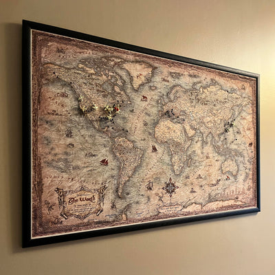 A real customer photo of a push pin map - with airplane pins!