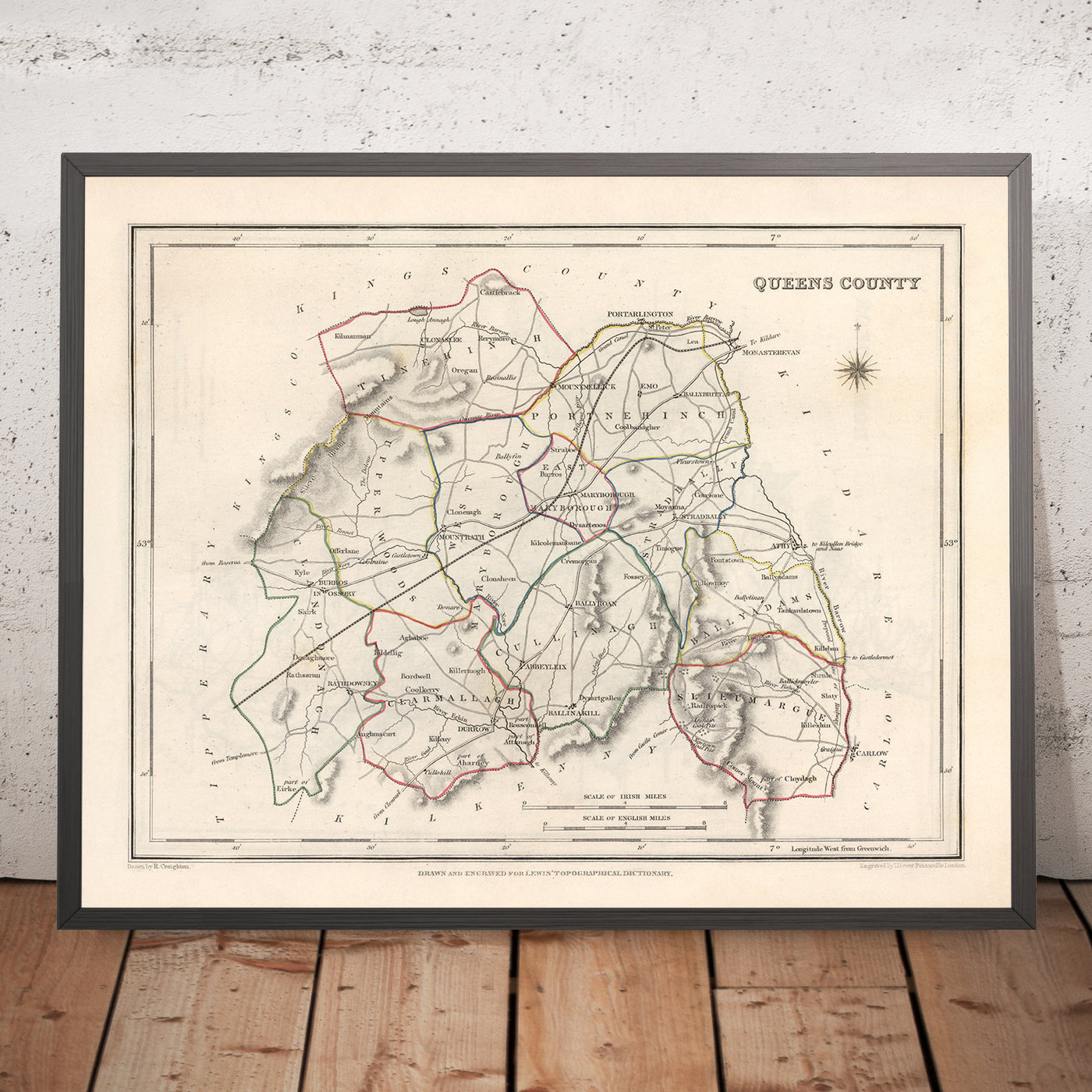 Old Map of County Laois (Queen's) by Samuel Lewis, 1844: Abbeyleix, Ballybrittas, Durrow, Mountmellick, Stradbally